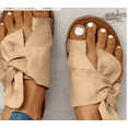 thumbnail image 1 of UTTOASFAY Women Open Toe Slide Bow-Knot Shoes Comfy Sandals Slippers Low Heeled Shoes Black 6(37), 1 of 5