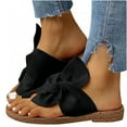 thumbnail image 1 of UTTOASFAY Women Open Toe Slide Bow-Knot Shoes Comfy Sandals Slippers Low Heeled Shoes Black 8(40), 1 of 5
