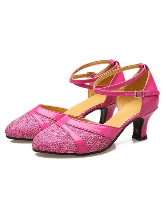 UTTOASFAY Women'S Ballroom Tango Latin Dancing Shoes Sequins Shoes Social Dance Shoes Pink 7.5(38)