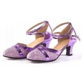 thumbnail image 1 of UTTOASFAY Women'S Ballroom Tango Latin Dancing Shoes Sequins Shoes Social Dance Shoes Purple 9(41), 1 of 6