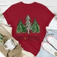 thumbnail image 1 of LoyisViDion Women'S Casual Round Neck Short-Sleeved Christmas Tree Printed T-Shirt Top Wine 4(S), 1 of 6