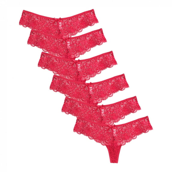 LoyisViDion Women'S Lace Panties Bikini Panties Silky Comfy Lace Briefs Pack of 6 Red 6(M)