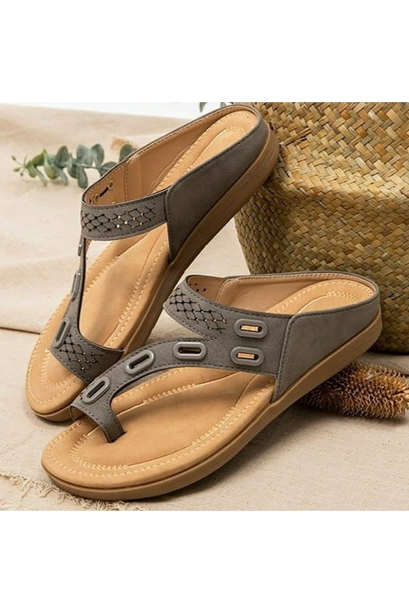 UTTOASFAY Women's Sandals Flat Massage Flip Flops Women's Sandals and Slippers Set Toe Women's Sandals Gray 10