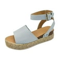 thumbnail image 1 of LoyisViDion Women’S Sandals Clearance Woman Summer Sandals Open Toe Casual Platform Wedge Shoes Casual Canvas Shoes Flash Picks Gray 5, 1 of 4