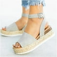 thumbnail image 1 of LoyisViDion Women’S Sandals Clearance Woman Summer Sandals Open Toe Casual Platform Wedge Shoes Casual Canvas Shoes Flash Picks Gray 6.5, 1 of 4