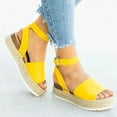 thumbnail image 1 of UTTOASFAY Women's Sandals Woman Summer Sandals Open Toe Casual Platform Wedge Shoes Casual Canvas Shoes Yellow 8.5, 1 of 6