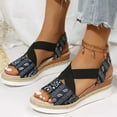 thumbnail image 1 of UTTOASFAY Women's Sandals Women's Sandals Printed Beach Slippers Summer Wedge Platform Arch Support Orthopedic Shoes Black 6, 1 of 6
