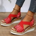 thumbnail image 1 of LoyisViDion Women's Sandals Women's Sandals Printed Beach Slippers Summer Wedge Platform Arch Support Orthopedic Shoes Red 5.5, 1 of 8