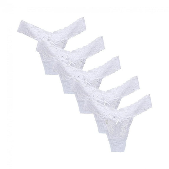 LoyisViDion Women'S String Trousers Pack Lace Soft Lingerie Underwear Pack of 5 White 10(XL)