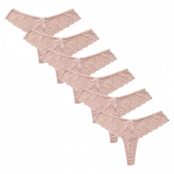 LoyisViDion Women'S String Trousers Pack Lace Soft Lingerie Underwear Pack of 6 Beige 4(S)