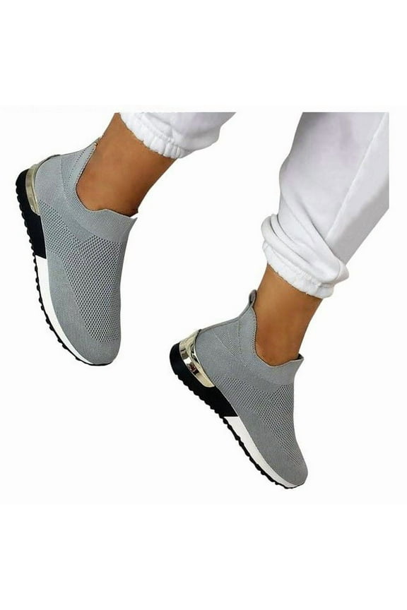 UTTOASFAY Women'S Summer Comfortable Casual Sports Shoes Sandals Stretch Cloth Large Size Shoes Black 10.5(43)