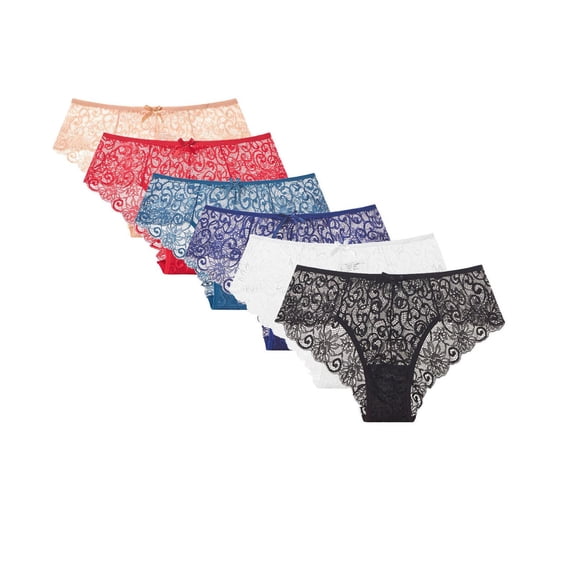 LoyisViDion Women'S Underwear Lace Bikini Panties Comfy Lace Briefs Pack of 6 Multicolor 6(M)