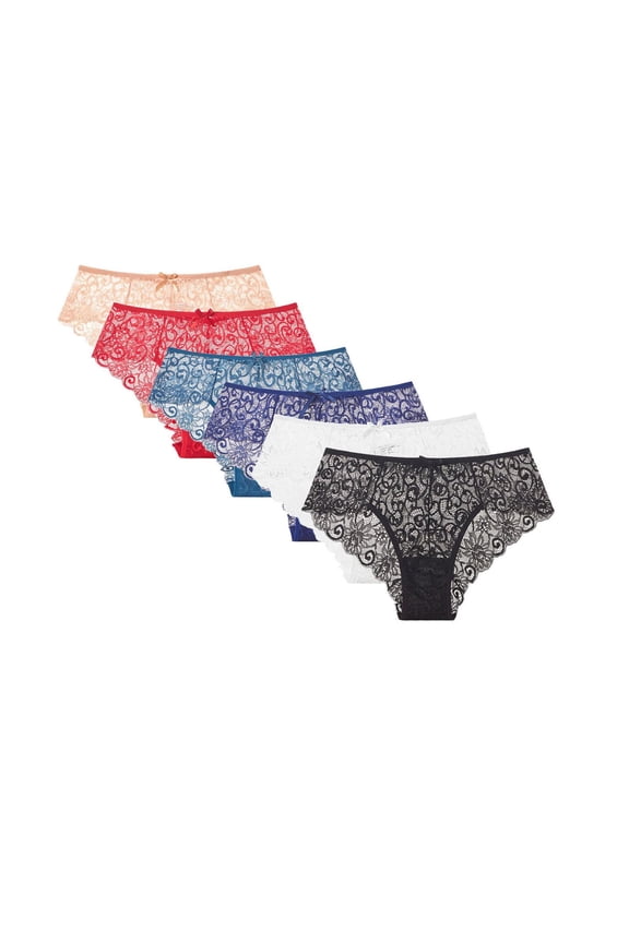 UTTOASFAY Women'S Underwear Lace Bikini Panties Comfy Lace Briefs Pack of 6 Multicolor 8(L)