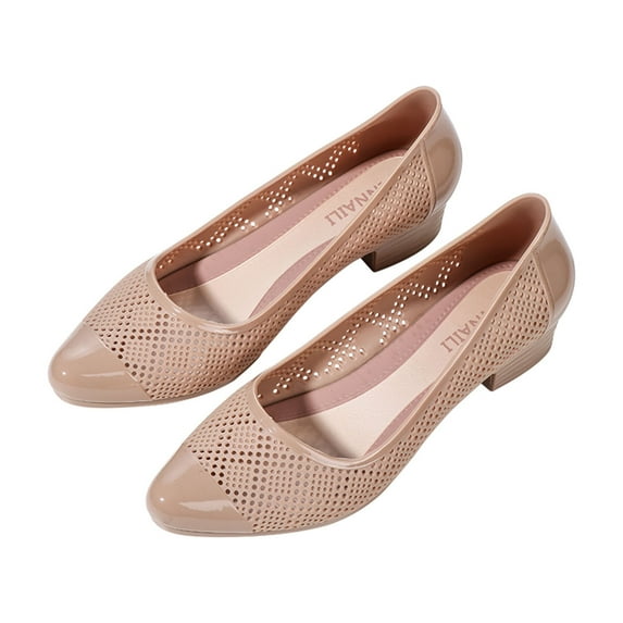 UTTOASFAY Women Shoes Summer Solid Color Hollow Out Fashion Non-Slip Soft Bottom Women'S Shoes Sandals Beige 8.5