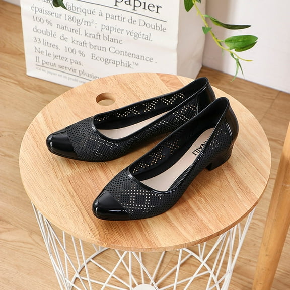 UTTOASFAY Women Shoes Summer Solid Color Hollow Out Fashion Non-Slip Soft Bottom Women'S Shoes Sandals Black 9