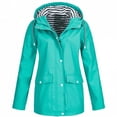 thumbnail image 1 of LoyisViDion Women Solid Rain Jacket Outdoor Plus Size Waterproof Hooded Raincoat Windproof Green 16(XXL), 1 of 4