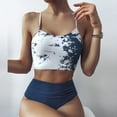thumbnail image 1 of LoyisViDion Women Summer Swimwear Cross Printing Swimsuit Split Bikini Blue 10(XL), 1 of 6