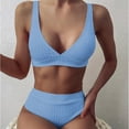 thumbnail image 1 of LoyisViDion Women Swimsuits On Clearance Women'S Fashion Bikini Set Swimsuit Two Piece Filled Soild Swimwear Beachwear Light blue L, 1 of 6