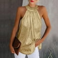 thumbnail image 1 of UTTOASFAY Womans Shirts,Women Summer Solid Sequined Blouse Sleeveless Casual Halter Top Tank Shirt Vest Gold 4(S), 1 of 5