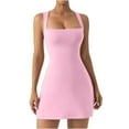 thumbnail image 1 of LoyisVidion Square Neck Fitted Mini Dress with Stretchy Fabric - Women's Neck Tight Sleeveless Bodice Dress Elastic Stretch Flare Mini Dress, 1 of 8