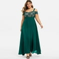 thumbnail image 1 of UTTOASFAY Womens Plus Size Dresses Women Plus Size Dress Cold Shoulder Floral Lace Maxi Party Evening Camis Long Dress Green 14(XL), 1 of 5