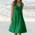 thumbnail image 1 of UTTOASFAY Womens Plus Size Dresses Women'S Fashion Holiday Summer Dress Solid Color Sleeveless Party Beach Dress Green 12(XXL), 1 of 6
