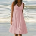 thumbnail image 1 of UTTOASFAY Womens Plus Size Dresses Women'S Fashion Holiday Summer Dress Solid Color Sleeveless Party Beach Dress Pink 16(XXXXL), 1 of 6