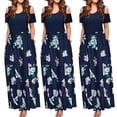 thumbnail image 1 of UTTOASFAY Womens Plus Size Dresses Women Summer Dress Cold Shoulder Floral Print Elegant Maxi Long Dress Pocket Dress Navy XL, 1 of 9