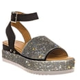 thumbnail image 1 of LoyisViDion Womens Sandals Clearance Fashion Women Ankle Strap Summer Slide Sandals Platforms Wedges Shose Rollback Black 8.5, 1 of 5