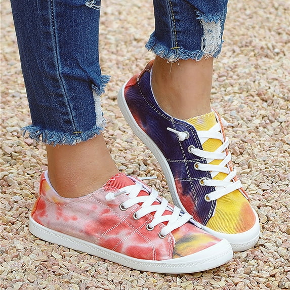 UTTOASFAY Womens Sandals Low-Cut Canvas Shoes One-Foot Lazy Korean Version Student Casual Flat Shoes Pink 6(36)