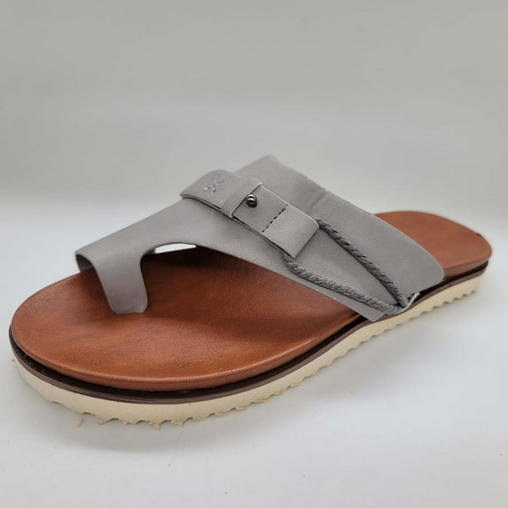 LoyisViDion Womens Sandals Clearance New Style Flat Sandals Comfortable Slip Sole Ladies Summer Beach Shoes Gray 7(39)