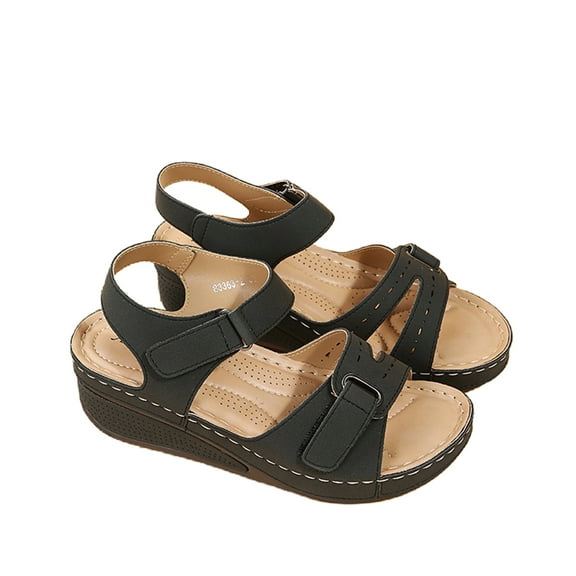 LoyisViDion Womens Sandals Summer Ladies Slippers Casual Women's Shoes Lightweight Platform Wedges Sandals Black 6.5
