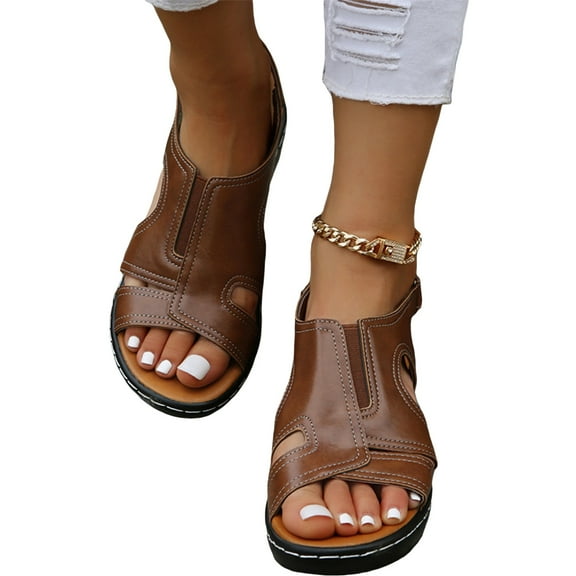 UTTOASFAY Womens Sandals Summer Ladies Slippers Casual Women'S Shoes Roman Fish Mouth Casual Wedges Sandals