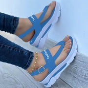 UTTOASFAY Womens Sandals Summer Ladies Women Clip-Toe Thick Soled Shoes Casual Sandals Light blue 7.5