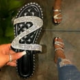 thumbnail image 1 of UTTOASFAY Womens Sandals Summer Women Rhinestone Slip-On Open Toe Flat Breathable Sandals Beach Shoes Black 6-6.5(37), 1 of 4