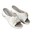 thumbnail image 1 of LoyisVidion Floral Fish Mouth Slides - Woman Fish Mouth Collection Leather Soft Footbed Orthopedic Arch-Support Sandals, 1 of 3