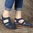 thumbnail image 1 of UTTOASFAY Womens Sandals Woman Summer Fashion Casual Sandals Casual Flat Solid Color Loophole Shoes Blue 7(38), 1 of 4