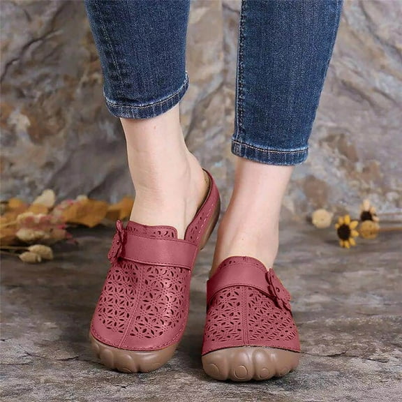 LoyisViDion Womens Sandals Clearance Women Dressy Comfy Platform Casual Shoes Summer Beach Travel Slipper Flip Flops Red 8(39)