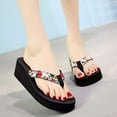 thumbnail image 1 of LoyisViDion Womens Sandals Clearance Women'S Summer Floral Flip-Flops Wedge Heel Platform Flip Flops Beach Shoes White 7.5(38), 1 of 3