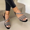 thumbnail image 1 of UTTOASFAY Womens Sandals Women's Summer Rhinestone Buckle Strap Beach Open Toe Breathable Sandals Shoes Black 8(39), 1 of 6
