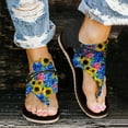 thumbnail image 1 of UTTOASFAY Womens Sandals Women Summer Clip-Toe Sunflower Shoes Zipper Comfy Flats Casual Beach Sandals Blue 9.5(43), 1 of 4