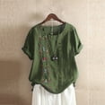 thumbnail image 1 of UTTOASFAY Womens Shirts Women Lavender Flowers Printed Cotton and Linen Loose Casual Shirts Army Green 6(M), 1 of 3