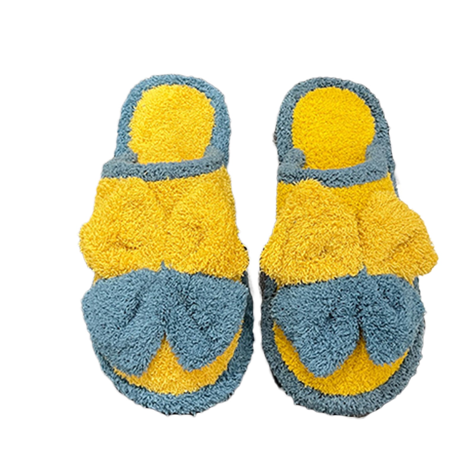 LoyisViDion Womens Slippers Clearance Home Cotton Slippers Big Bowknot Clashing Color Cotton