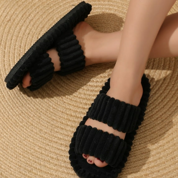 HWRETIE Women's Fuzzy Indoor Slippers,Soft Curly Hair Candy Color Slides Cozy Plush Home Slippers,Non-Slip House Shoes for Bedroom Bathroom Winter Lounge Wear