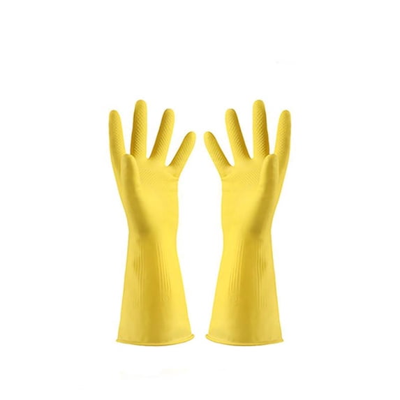 Loyisod 1 Pairs Reusable Household Cleaning Gloves, Rubber Kitchen Dishwashing Gloves, Long Sleeves, for Washing Dishes, Pet Care