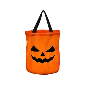 Loyisod Led Light Trick Or Treat Bag Pumpkin Candy Tote Bucket Multipurpose Reusable Basket Portable Collapsible Light up Bucket Candy Bags for Party