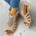 thumbnail image 1 of LoyisVidion Open-Back Gladiator Sandals with Zipper - Rhinestone Hollow Back Zipper Round Toe Hollow Sandals Roman Shoes Women, 1 of 6