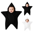 thumbnail image 1 of Loyni Star Shape Newborn Swaddle Sleep Sack Unisex Infant Coral Fleece Wearable Blanket Hooded Wrap Swaddle Soft Cozy Baby Sleeping Bag 0-3 Months Black, 1 of 7