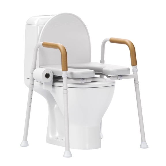 Loyoda 350lbs Adjustable Toilet Seat Risers for Seniors, Raised Toilet Seat with Handles for Elderly, Pregnant and Disable, Padded Handicap