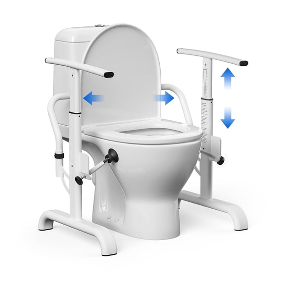 Loyoda Toilet Safety Rails for Seniors, Super Sturdy Toilet Safety Frame, Freestanding Bathroom aid, White, 350 lb Limit
